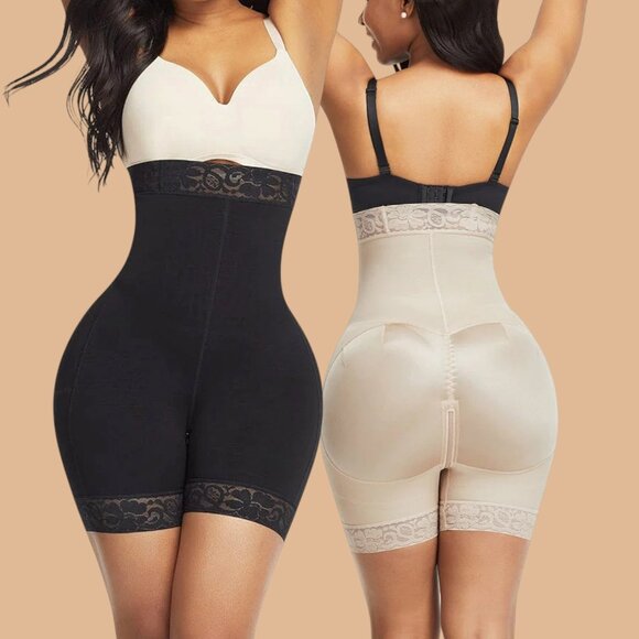 ✨ Comfort Lace-Trim High-Waisted Shapewear Shorts Curves Shaper Butt Lifter - Picture 1 of 5